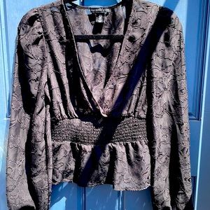 Black Sheer Floral Low V Top